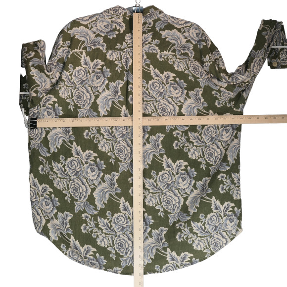 Dockers Mens Size XL Green Blue Floral Button Up Shirt Flap Pockets Long Sleeve - Picture 8 of 11